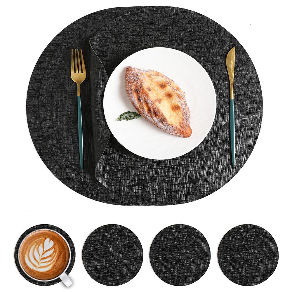 Light luxury round leather placemat waterproof and oil-proof western food mat hotel anti-scalding and heat insulation mat premium