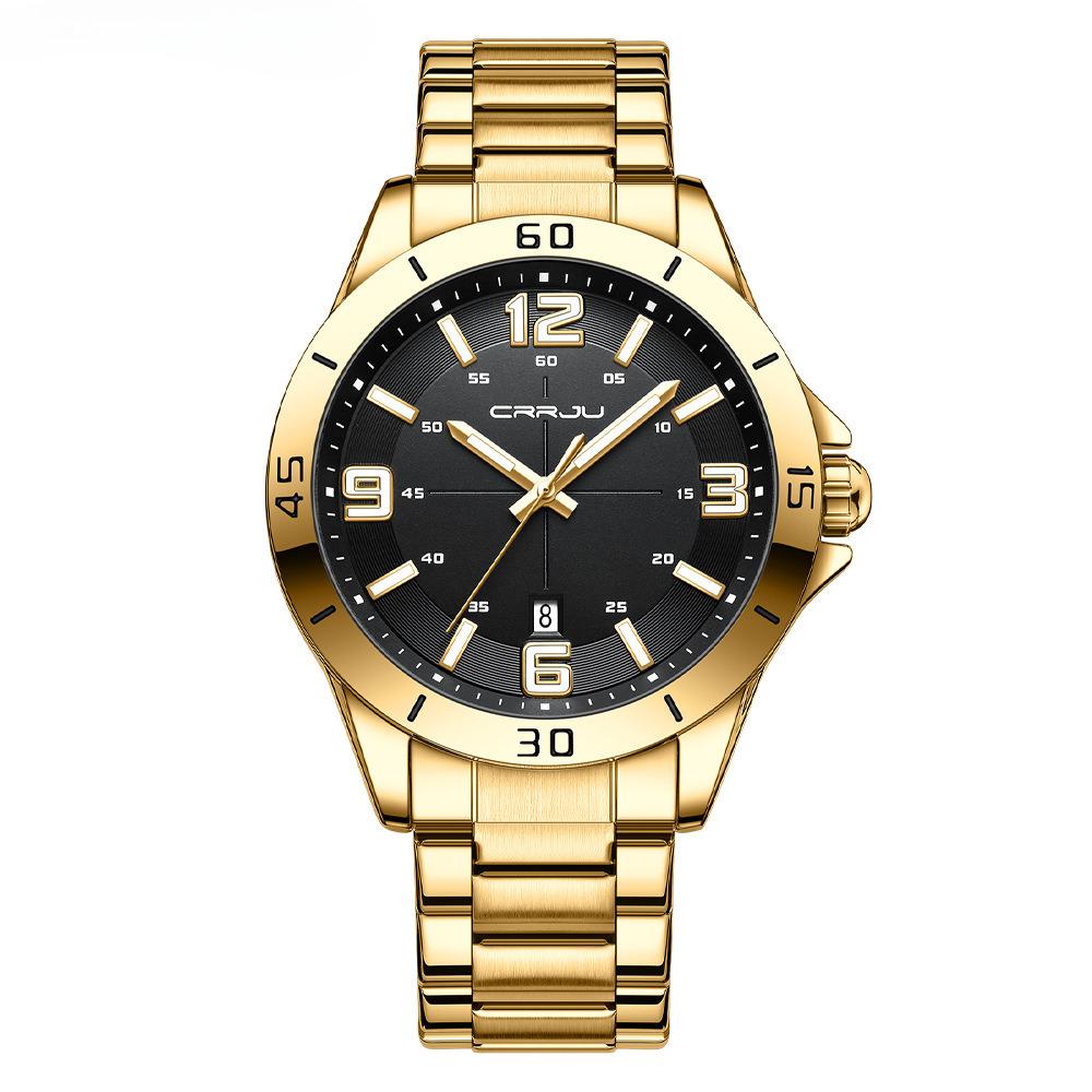Simple Round Couple Watch Waterproof Digital Quartz Watch Watch with Steel Strap