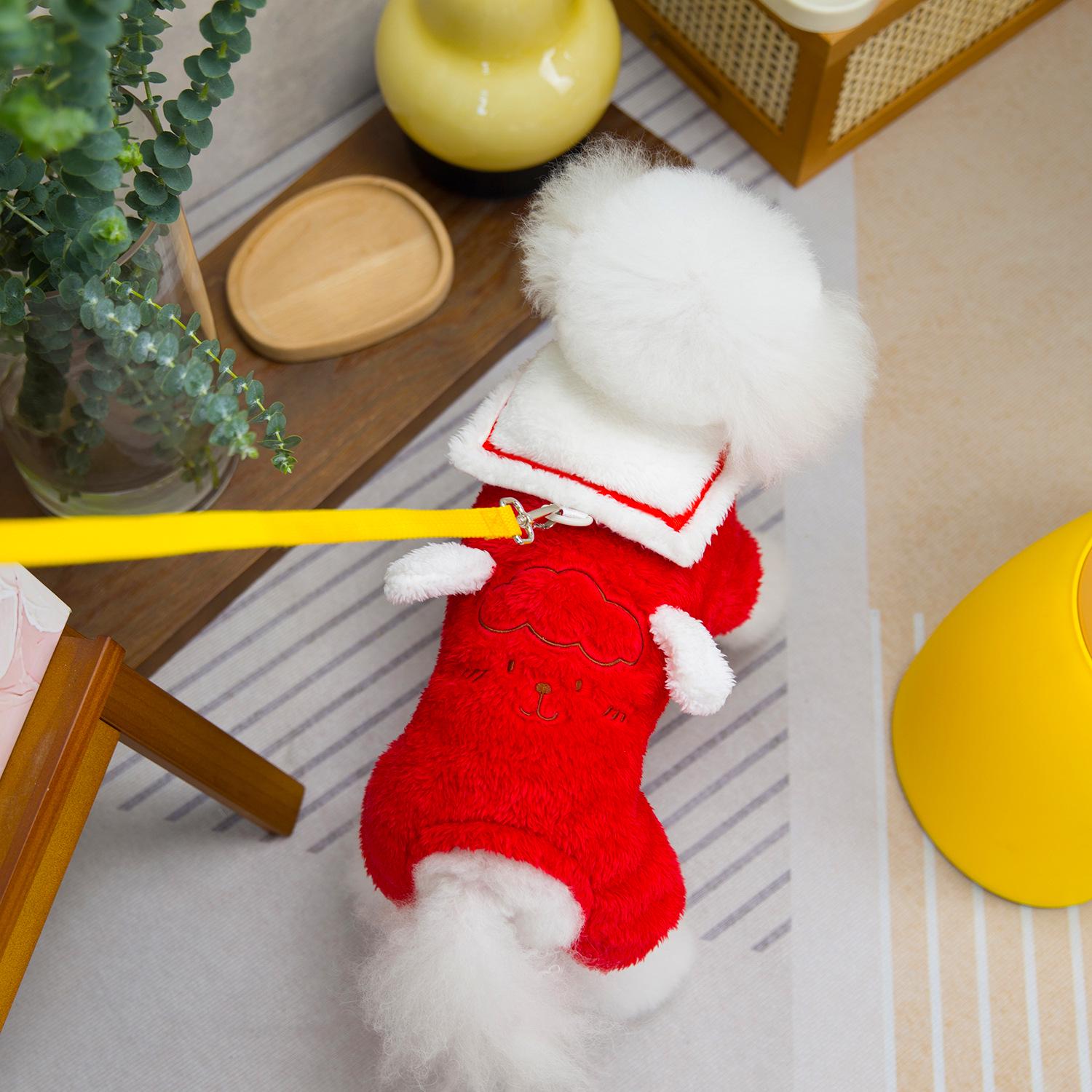 

Теплая флисовая одежда для четвероногих собак породы бишон-тедди - осень и зима S (2.5-4 lbs) ярко-красный