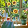 Bunte Sonnenblumen-Aufkleber Regenbogenprismen Glas Statischer Aufkleber Sonnenfänger Fensteraufkleber Büro