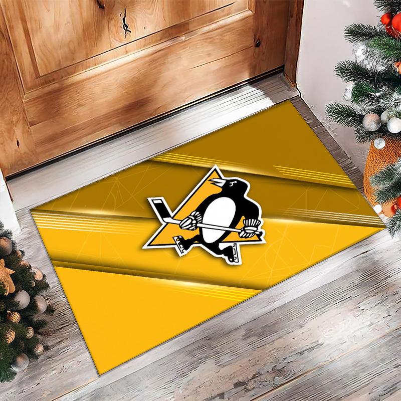 Pittsburgh Penguins Crystal Velvet Carpet Soft Anti?Slip Floor Mat Comfortable Home Living Room Bedroom Decor Rug