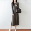 Women Sweater Dress 100% Wool MODERN NEW SAGA O-neck Knit Long Pullover Winter Jumpers Wool Long Dress Female