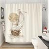 Vintage Nautical Sailing Ship Shower Curtain - Sepia-Toned Three-Mast Design, Billowing Sails, Polyester, 70.8x70.8 Inches
