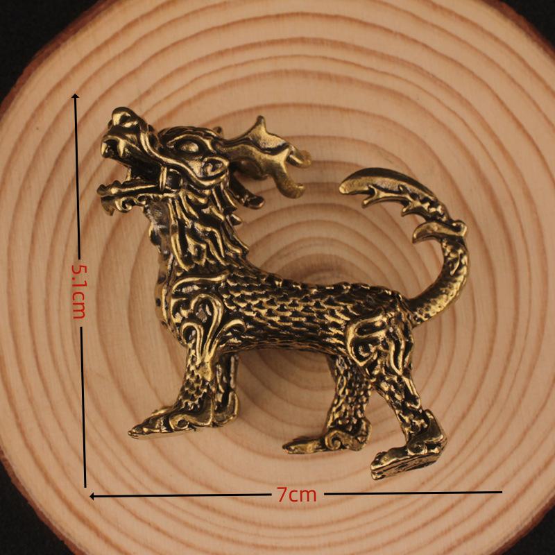 Antique Nine Sons Dragon Fortune Surging Home Office Desktop Small Ornament Craft Cross-border Brass Wholesale