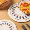 Handwoven Cotton Rope Placemat with Original Print Heat-Resistant Non-Slip Round Table Mat Decorative Kitchen Dining Accessory.