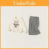 Completo Due Pezzi Casual Primavera in Cotone con Maniche Lunghe e Coniglietti Cartoni Animati per Bambini dai 3 agli 8 Anni
