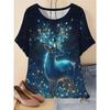 Moda Donna Girocollo Manica Corta Stampa Colore 3D Casual T-shirt Casual a Manica Corta Girocollo