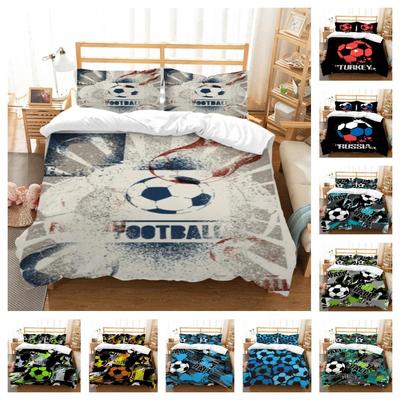 3D Football Design Home Bedclothes Bed Quilt Cover Bedding Suit Duvet Covers Microfiber Washable Bedspreads Microfiber Soft
