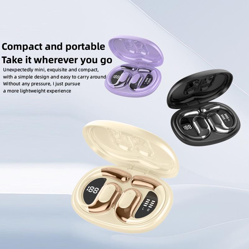 Open Ear Wireless Headphones Bluetooth 5.4, Comfortable Lightweight Earphones with LED Display, Touch Control & Type-C Charging