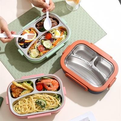 3 Compartment Container Stainless Steel Lunch Box Non-Microwave Safe