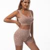 High-Waisted Leopard Print Tummy Control Yoga Set with Peach-Effect Tank Top