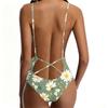 Swimsuit for Women Deep V Neck Adjustable Straps Floral Print Bathing Suit Quick Dry Soft Fabric