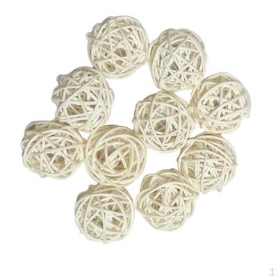 Of 10 Pieces Large Wicker Rattan Balls - Decorative for Bowls, Vase Filler, Coffee Table