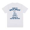 Born To Dilly Dally Bear Bicycle Graphic Tee Vintage Cartoon Text Print Y2k Oversized Unisex Summer Streetwear Short Sleeve Top