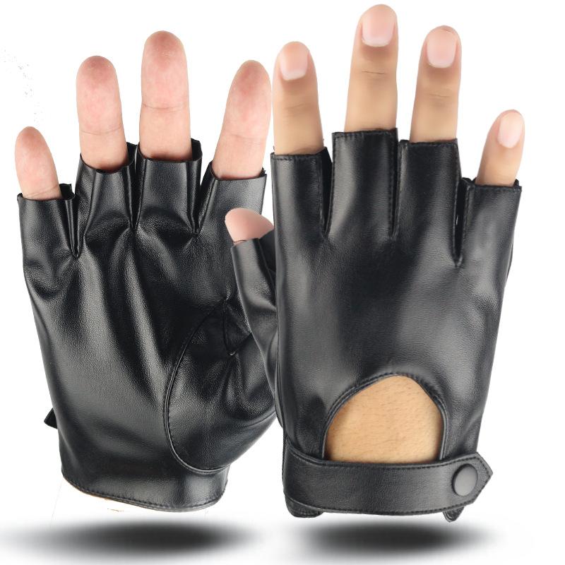 

Кожаные перчатки без пальцев для пар, мужские и женские, полуфункциональные, лолита, для танцев, готические, киберпанк, пальцы, весна и осень, короткие