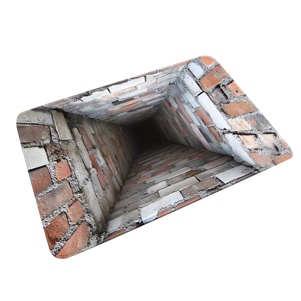 Front Door Mat Indoor Outdoor Entrance, 3D Optical All-Weather Doormat, Optical Rug Ground Crack Rug 3D Rugs, Easy Clean Patio Porch