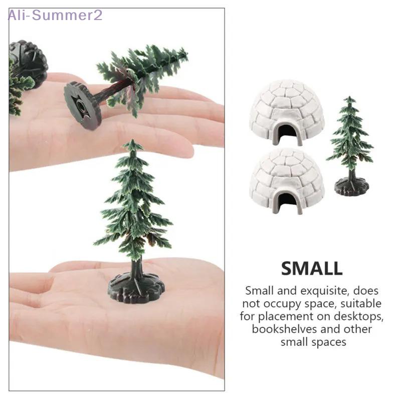 Set di statuette albero di Natale Igloo Polare Miniature Figure Artiche Set da gioco Giocattolo Mini Ornamento Rifugio Animali Polari Decorativo