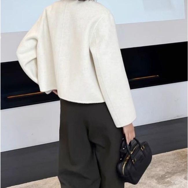 Women's 2025 Autumn/Winter Single-Breasted Woolen Short Loose Coat Jacket