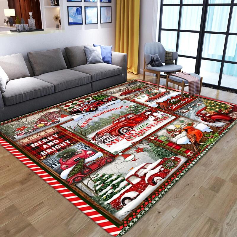 Cartoon Snowman Carpet Merry Christmas Area Rug For Living Room Bedroom Bedside Decor Home Entrance Door Mat Anti-slip Floor Mat