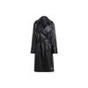 Originals Trefoil Faux Leather Double-Breasted Long Trench Coat Women Outerwear Black II6083