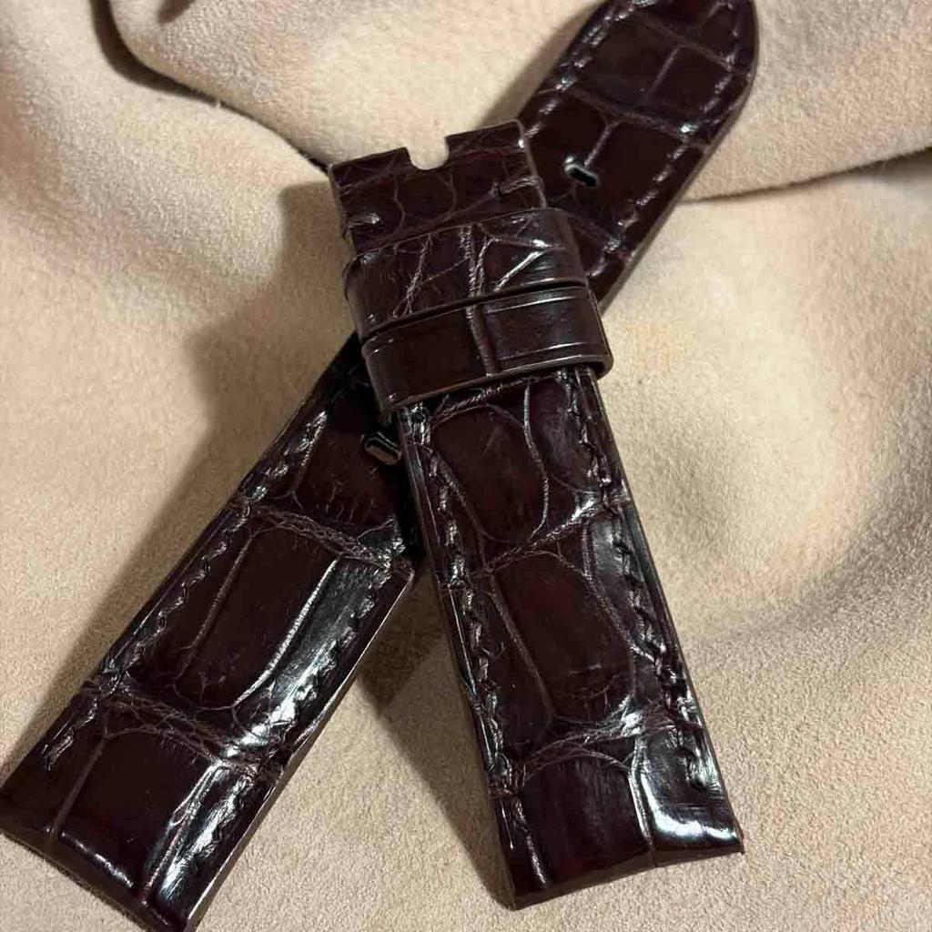 Used Cro-2145 Crocodile Watch Strap Dark Brown (lug Width 22 Mm - Buckle Width 20 Mm)
