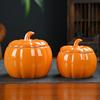Pumpkin Shaped Ceramic Jar Airtight Storage Container With Lid For Thanksgiving Treat Food Kitchen Party Bedroom Dorm Decor