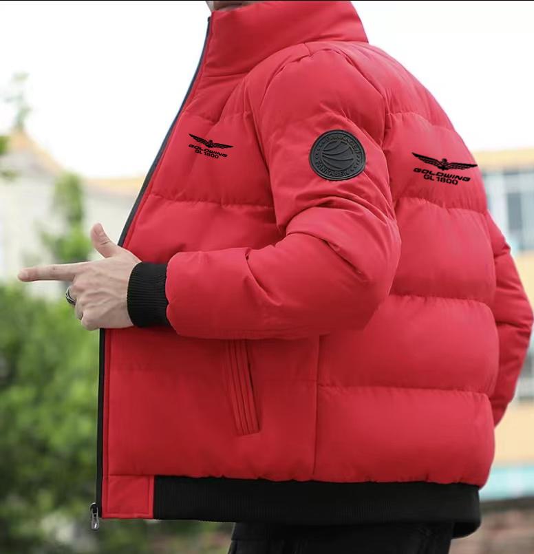 

Осінньо-зимовий чоловічий візерунок з друкованим логотипом Golden Wing Honda Coast Car Driver Standing Collar Warm Cotton Clothes XL чорний/червоний