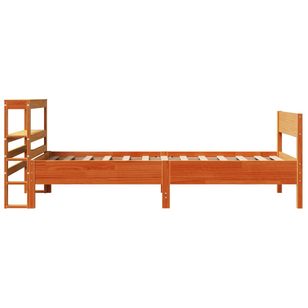 Vidaxl Bed Frame Without Mattress, Waxed Brown, 75X190 Cm, Pine