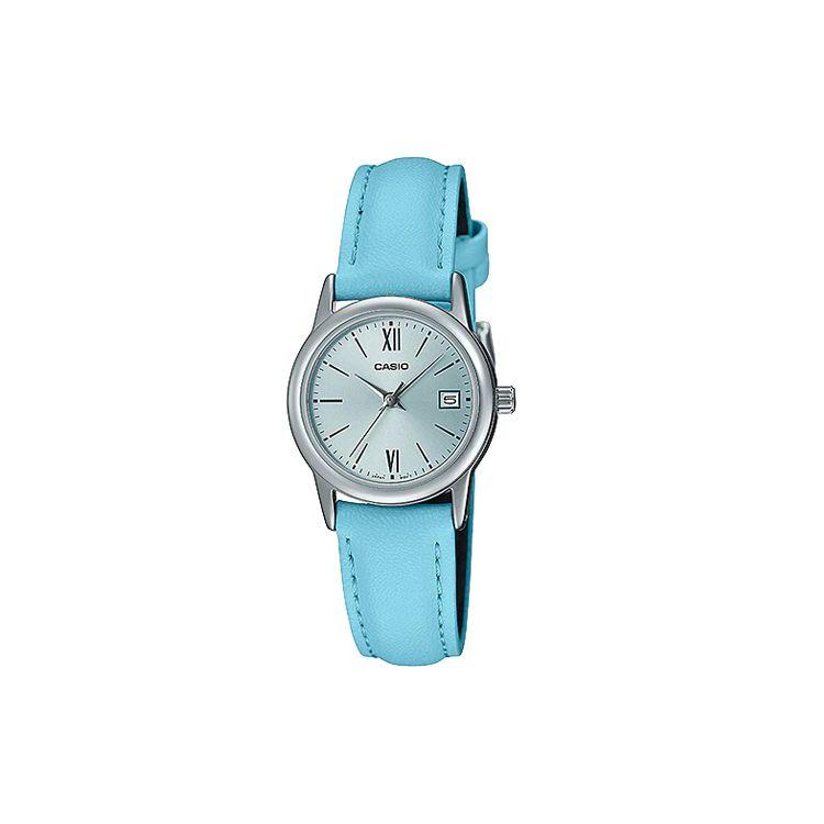 

Casio Standard Series Minimalist Retro Small Round Watch Business Casual Fashion Quartz Movement Leather Strap Women watches Silver LTP-V002L-2B3 Blue Dial