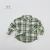 Vintage Korean Style Kids Plaid Long Sleeve Shirt Lightweight Outerwear For Boys Girls