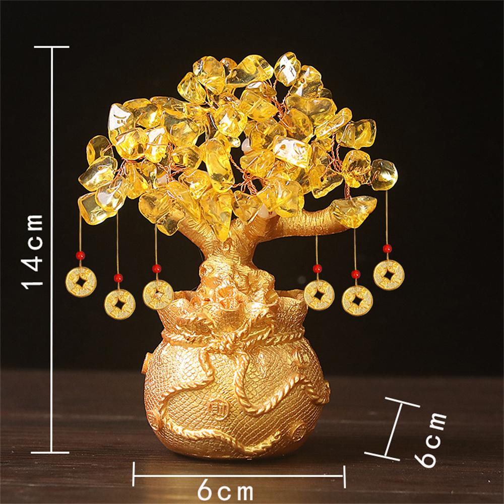 Árvore da sorte Riqueza Árvore de cristal amarelo Ornamentos de árvore de dinheiro natural Estilo Bonsai Riqueza Sorte Feng Shui Ornamentos Artesanato
