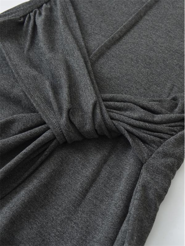 Elegant High-Neck Long-Sleeve Dress for Women, Autumn/Winter, Waist-Cinching, Hip-Hugging with Twisted Design