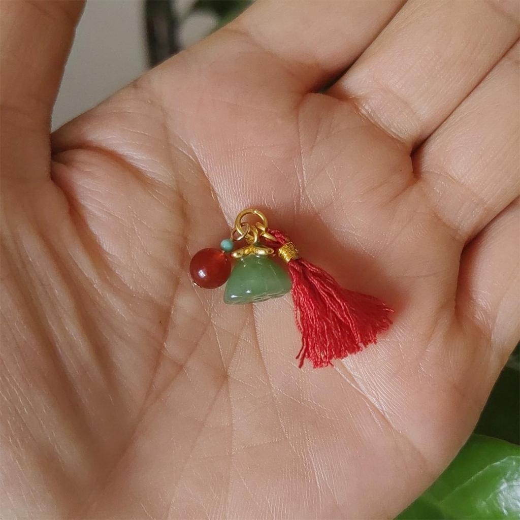 Jewelry Bracelet with Mini Wengwan Tassel, Hand-rubbed Cotton Thread, Handwoven with Small Drip Beads - DIY Necklace