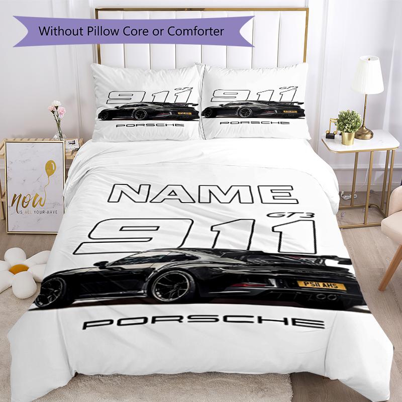 3pcs Custom Name Racing Bedding Set Duvet Cover Closure Includes 1 Duvet Cover & 2 Pillowcases, Soft and Comfortable for All Seasons.