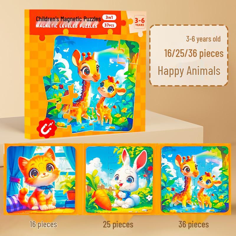 Advanced Magnetic Animal Puzzle for Toddlers (Ages 3-6) - Educational and Enlightening Three-in-One Toy