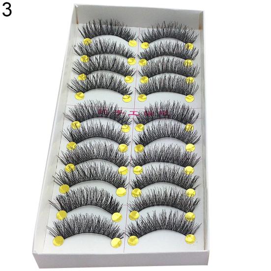 10 пар густых перекрещивающихся длинных натуральных накладных ресниц для макияжа