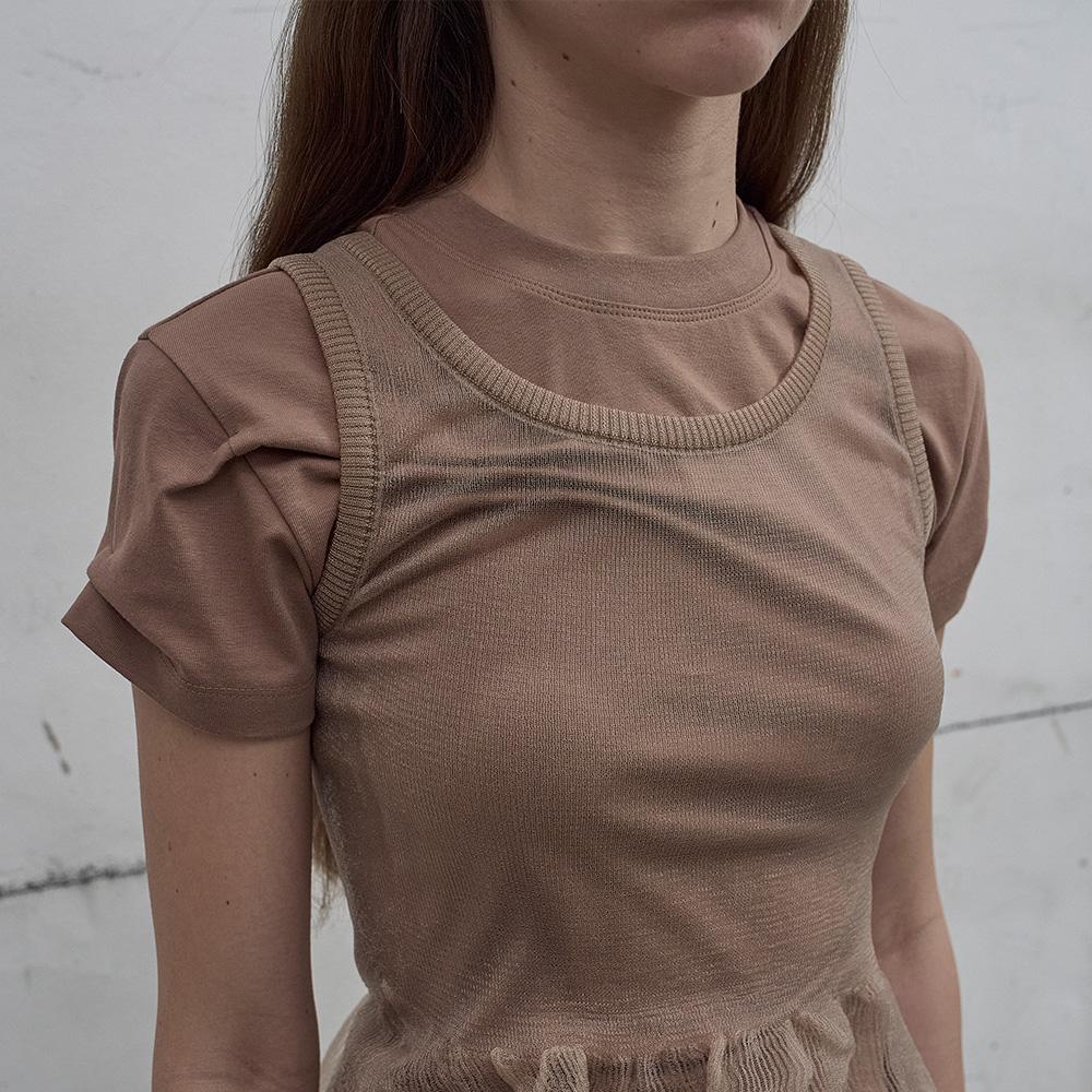 LCDC™ Sheer Frill Knit Top (Beige)