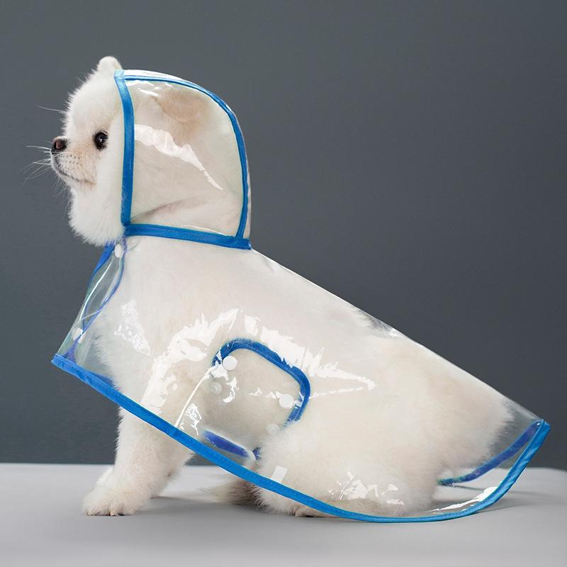 New Raincoat Pet Transparent Outgoing Raincoat Thickened Windproof and Waterproof Large, Medium, and Small Dog Clothes Plastic F