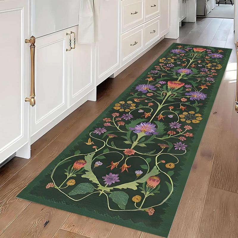 

Vintage Bohemian Tropical Animal & Plant Pattern Runner Rug Anti-slip Soft Washable Carpet for Hallway Kitchen Entryway Decor 40X120CM
