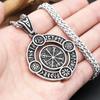 Nordic Vikings Rotate Rune Pendant Necklaces For Men 316L Stainless Steel Viking Compass Necklace Fashion Amulet Jewelry Gifts