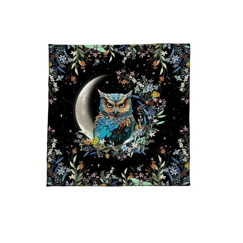 Sun Moon/Owl Pattern Astrology Tablecloth Tarots Divinations Tablecloth Altars Cloth Divinations Board Game Accessory