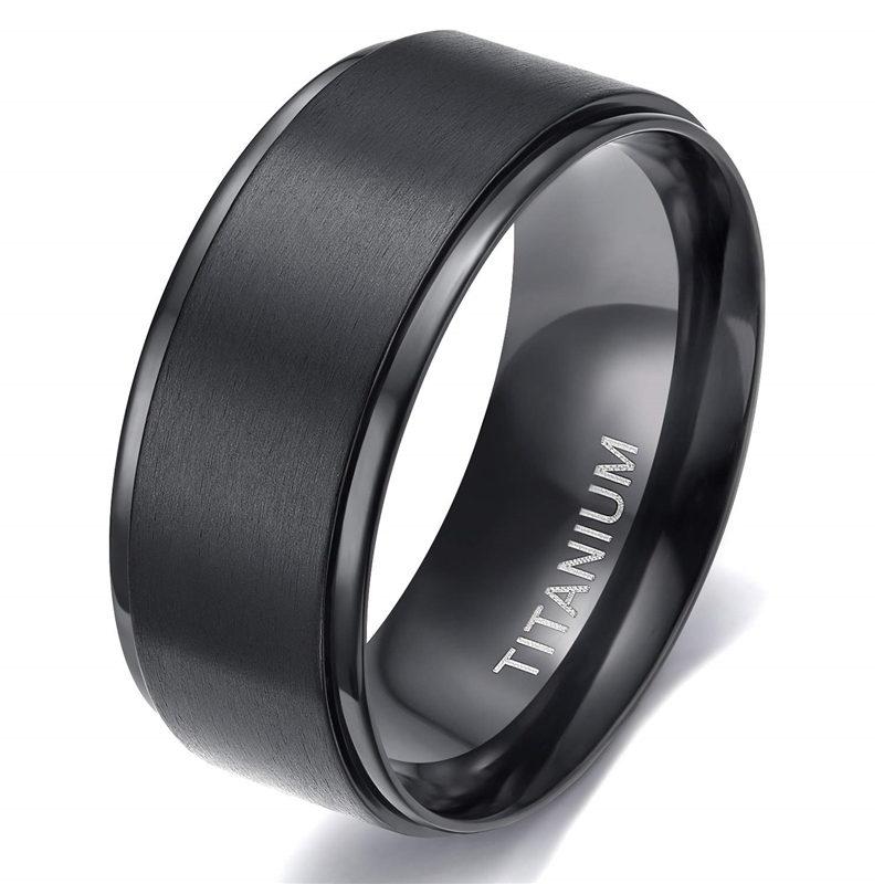 Tigrade 4/6/8/10mm Black Titanium Ring Man Brushed Wedding Band Women Engagement Rings Silver Color Bague Femme Anneau Bijoux