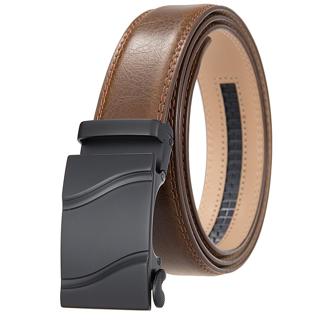 1Pcs Fashion Automatic Buckle Belt, Korean Version Of Men'S Belt, Two-Layer Cowhide Ly36-31703-1