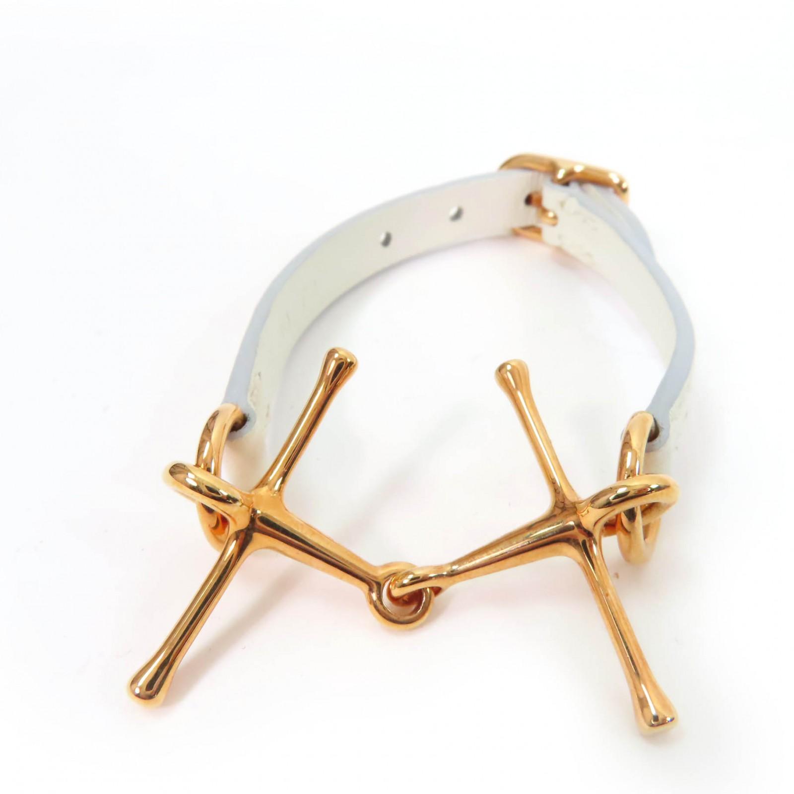 

Excellent HERMES bracelet Mole Bracelet white leather Women Used