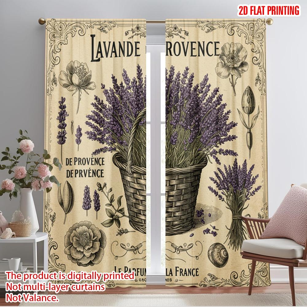 

2pcs 2D flat printing Drapes Lavender Provence Basket Botanical Polyester Without Electricity Birthday Party Perfect for Holiday 52.50×116.00 CM 2pcs