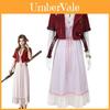 Disfraz de Cosplay de Aerith Gainsborough de Final Fantasy 7 con Atuendo de Mezclilla para Juego Anime Role Play