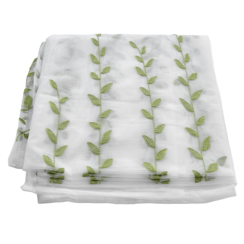 1x2.5m Green Willow Leaves Printed Modern Tulle Curtains Window Voile Curtain for Living Room Bedroom