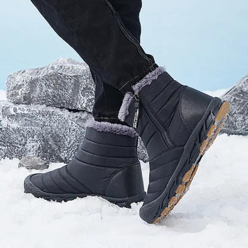 Modische einfarbige warm/kältebeständige kurze Stiefel für den Winter Elegante und bequeme flache Reißverschluss-Casual-Schneestiefel für Herren