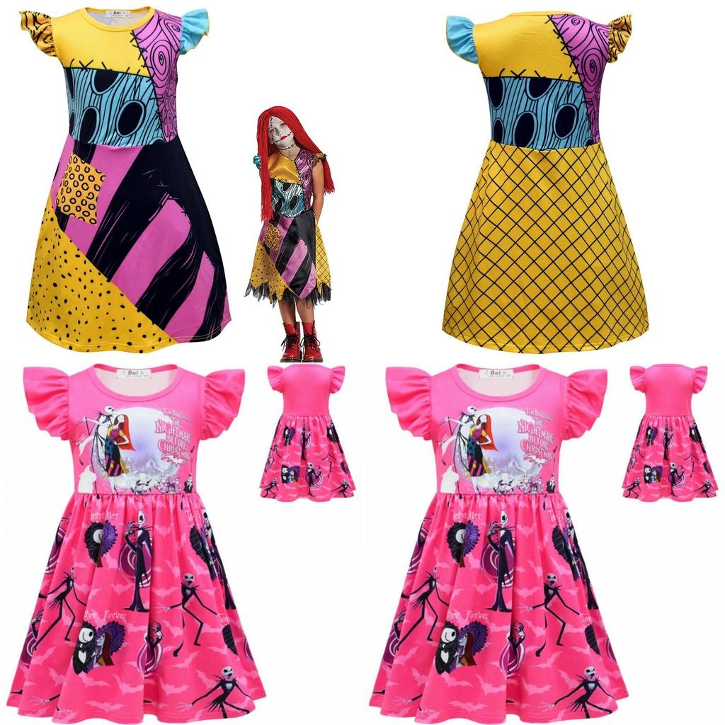 Girls Princess The Nightmare Before Christmas Dress Halloween Cosplay Skirt