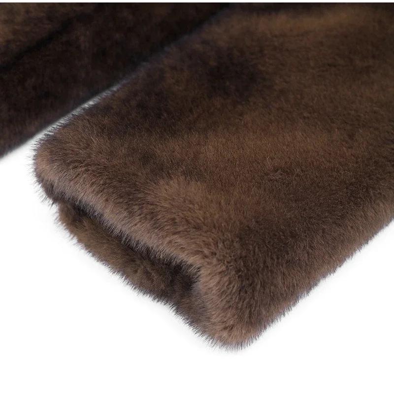 Dark Brown Faux Fur Long Coat - 2024 Winter Collection: Plush, Warm, and Thickened.